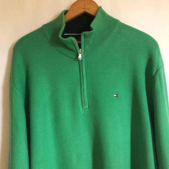 Tommy Hilfiger Half Zip Pullover Sweater Green - Picture 3 of 8
